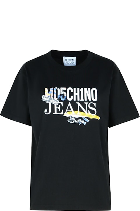インテリア M05CH1N0 Jeans Black Cotton T-shirt
