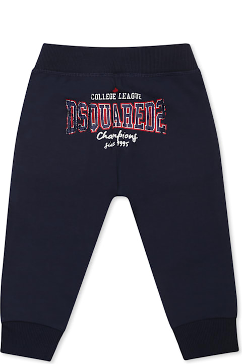 ベビーガールズ Dsquared2のボトムス Dsquared2 Blue Trousers For Baby Boy With Logo
