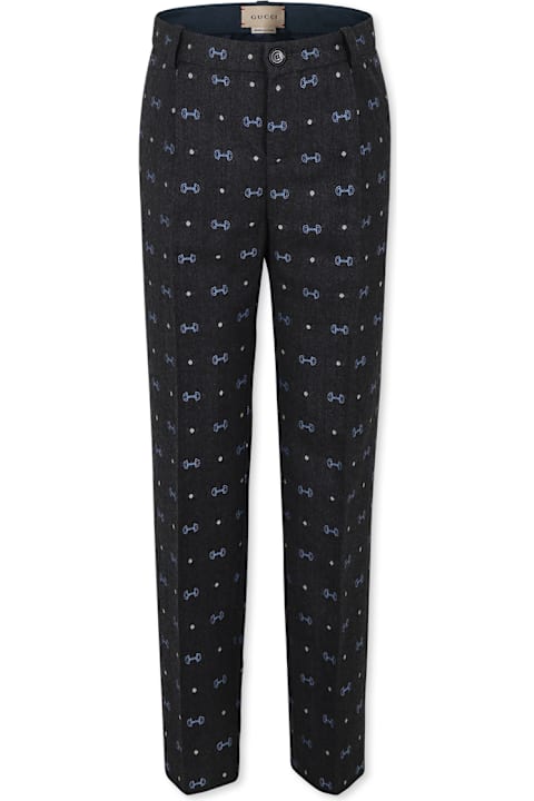 Fashion for Kids Gucci Grey Trousers For Boy With Horsebit