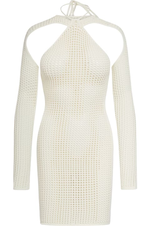 ANDREĀDAMO for Women ANDREĀDAMO Fishnet Knit Halter Neck Mini Dress With