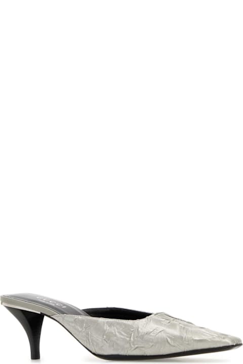 Gucci Silver Fabric Mules