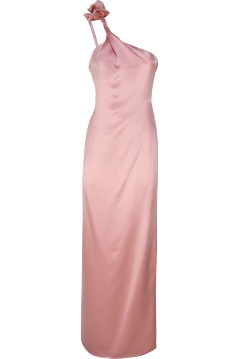 Dresses for Women Magda Butrym Silk One-shoulder Midi Dress With Rose Appliqués