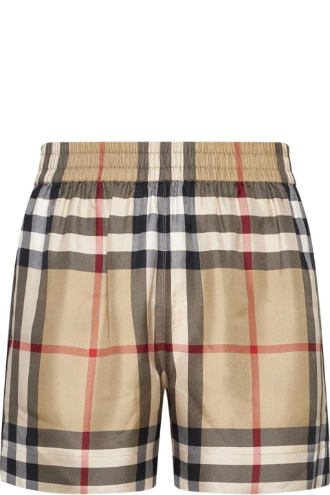 Burberry Pants & Shorts for Women Burberry Multicolor Bermuda Shorts With Vintage Check Motif In Stretch Cotton Woman Burberry