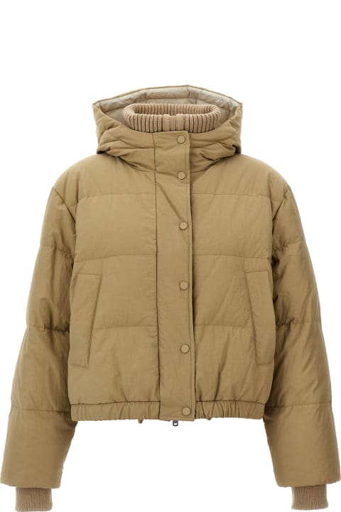 Brunello Cucinelli معاطف وجواكت لـ السيدات Brunello Cucinelli Hooded Knit Insert Down Jacket