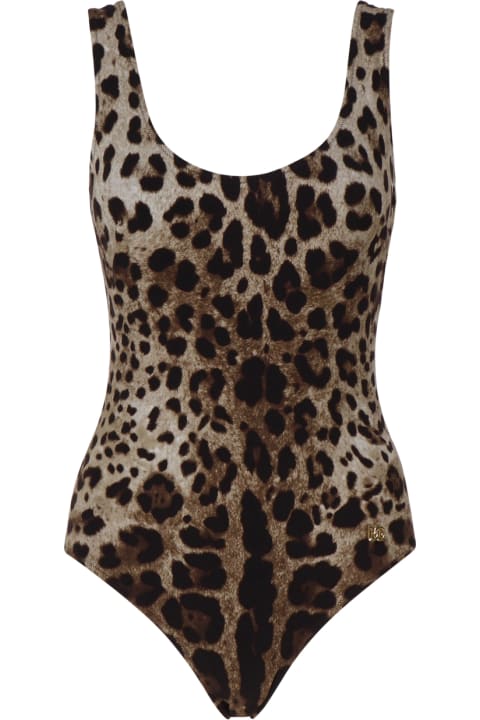 ウィメンズ Dolce & Gabbanaの水着 Dolce & Gabbana Leopard Print One Piece Swimsuit