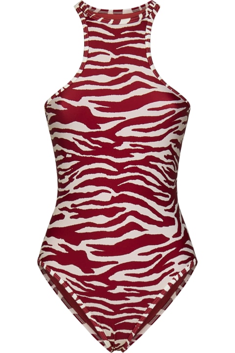 The Attico Swimwear for Women The Attico Zebra Print White\/red One-piece Swimming Costume