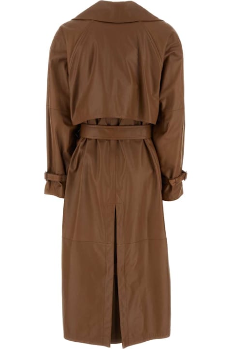 ウィメンズ ウェアのセール Max Mara Brown Leather Ande Coat