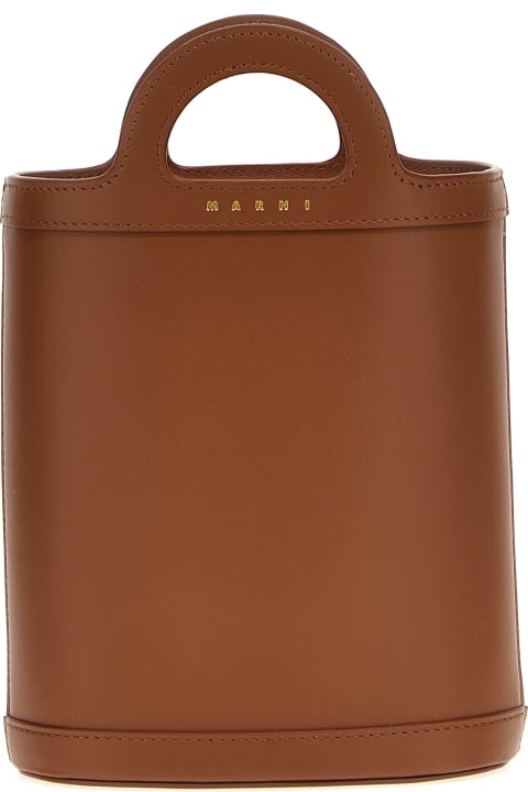 ウィメンズ Marniのバッグ Marni Tropicalia Nano Bucket Bag In Brown Leather