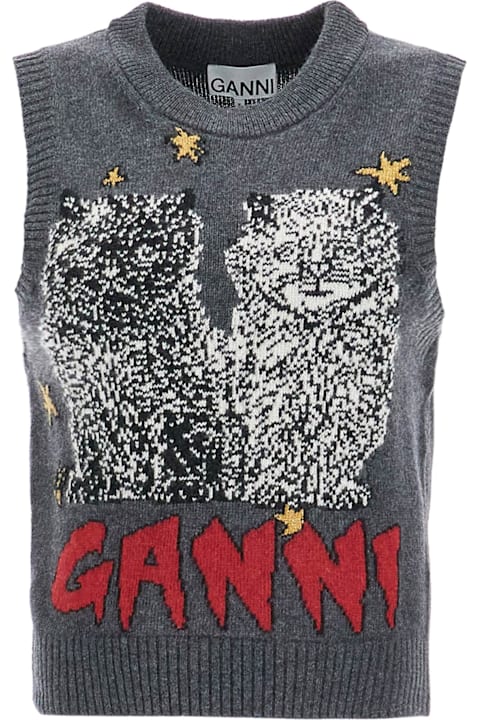 Ganni 'graphic Cats Knit Vest For italist