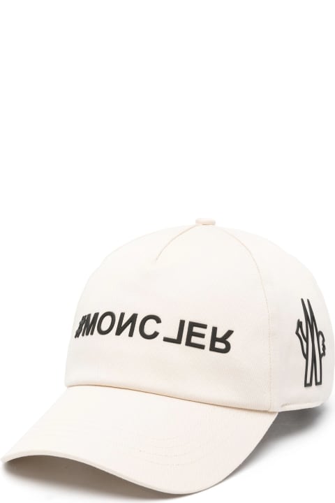 Accessories for Men Moncler Grenoble White Baseball Hat With Embossed Logo