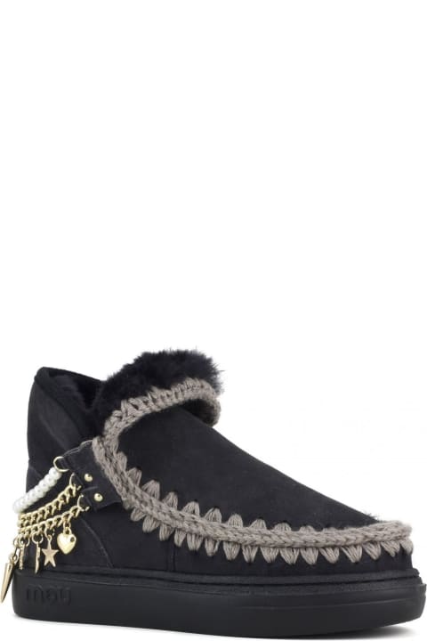 Mou Boots for Women Mou Eskimo Sneaker Bold Chains & Charms Black