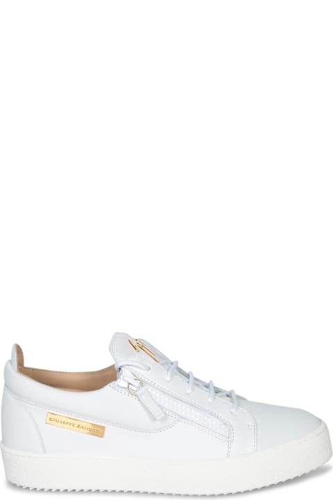 Giuseppe Zanotti for Men Giuseppe Zanotti Zip Logo White- Gold Sneakers