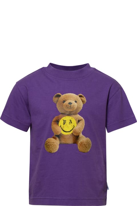Palm Angels T-Shirts & Polo Shirts for Boys Palm Angels 'smiley Bear' Purple Cotton T-shirt