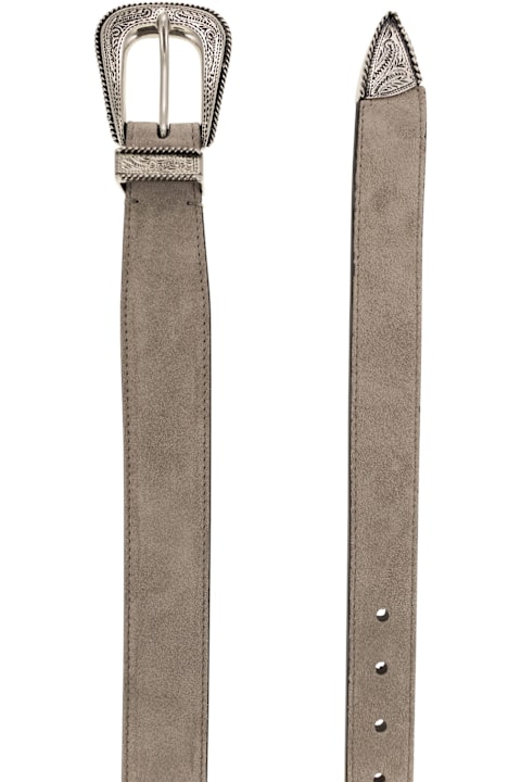 Accessories for Women Brunello Cucinelli Inverted Leather Belt With Machined Buckle And Toecap