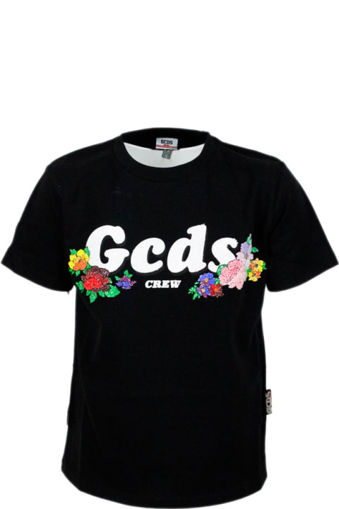 GCDS T-Shirts & Polo Shirts for Girls GCDS Short Sleeve Crew Neck T-shirt With Rhinestone Applications