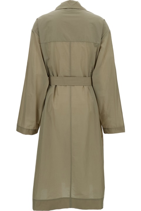 ウィメンズ Philosophy di Lorenzo Serafiniのコート＆ジャケット Philosophy di Lorenzo Serafini Olive Green Trench Coat With Buttons In Technical Fabric Woman