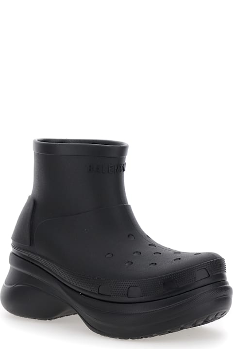 Balenciaga Shoes for Men Balenciaga 'crocs' Black Ankle Boots With Embossed Logo On The Front In Tech Fabric Man
