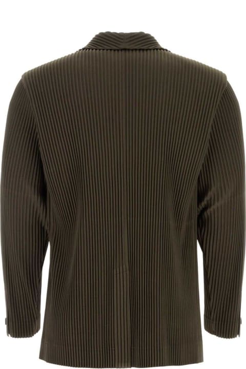 Homme Plissé Issey Miyake Coats & Jackets for Men Homme Plissé Issey Miyake Single Breasted Tailored Pleats Jacket