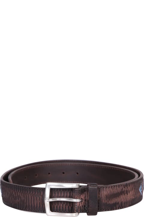 Orciani for Men Orciani Multicolor Embroidered Brown Belt