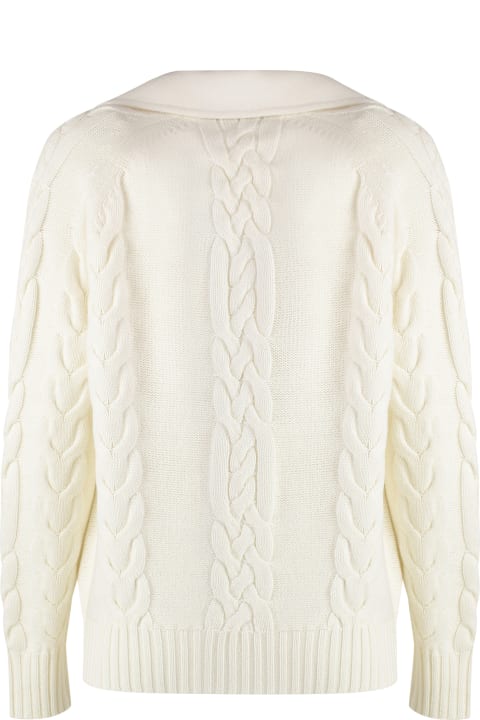 Max Mara Sweaters for Women Max Mara 'micio' White Wool Blend Cardigan