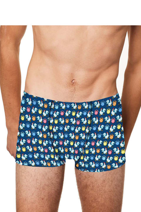 Underwear for Men MC2 Saint Barth Micro Roosters And Alarms Print Underwear Boxer