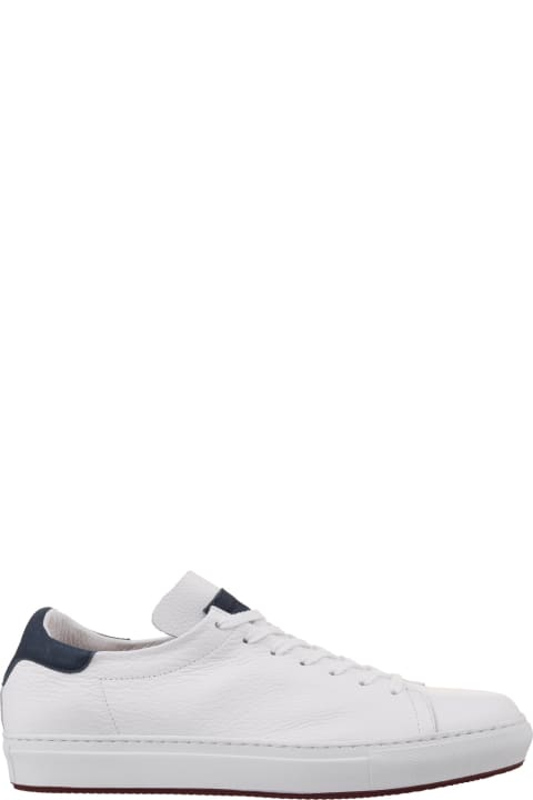 Fashion for Men Andrea Ventura White Leather Sneakers With Blue Spoiler