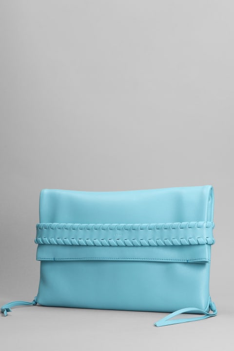 Chloé لـ Women Chloé Mony Clutch In Cyan Leather