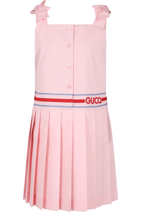 Gucci for Girls Gucci Pink Dress For Girl With Logo