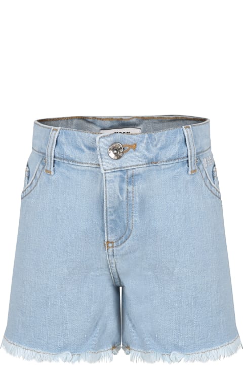 Fashion for Girls MSGM Blue Short For Girl With Logo