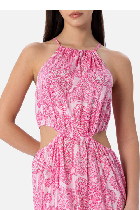 Homeware MC2 Saint Barth Woman Cut Out Long Dress Kaby With Paisley Print