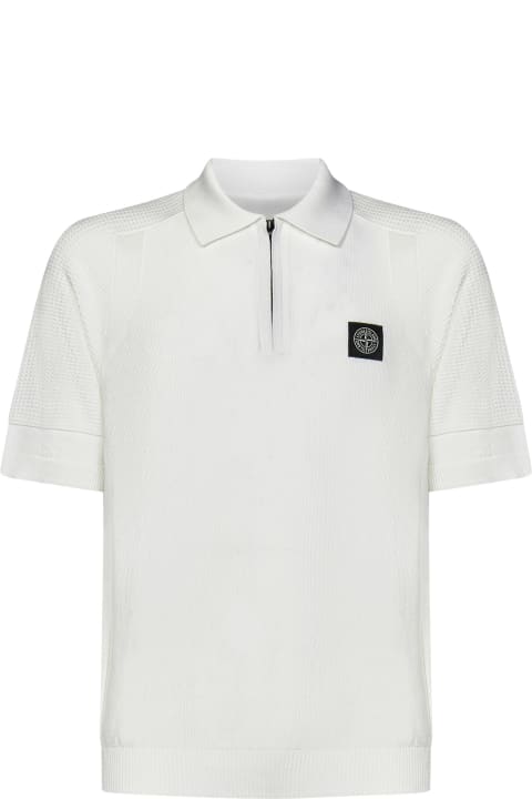 Stone Island Sale for Men Stone Island Logo Patch Knitted Polo Shirt