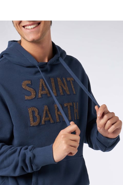Homeware MC2 Saint Barth Man Blue Hoodie With Saint Barth Patch