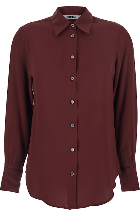 Mauro Grifoni for Men Mauro Grifoni Bordeaux Shirt With Classic Collar And Buttoned Cuffs In Cotton Blend Woman