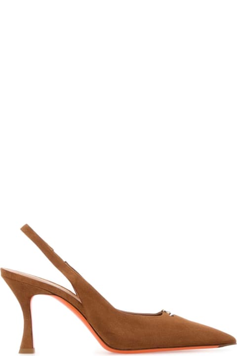 Santoni Camel Suede Chanel Pumps