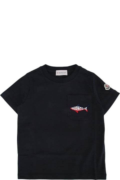 Moncler قمصان بياقة دائرية وقمصان البولو لـ أولاد Moncler Ss T-shirt