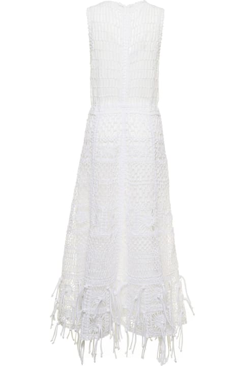 Mario Dice Woman White Crochet Cotton Long Dress