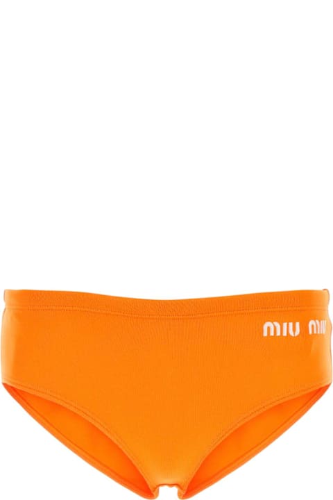 خصم على السيدات Miu Miu Fluo Orange Stretch Nylon Bikini Bottom