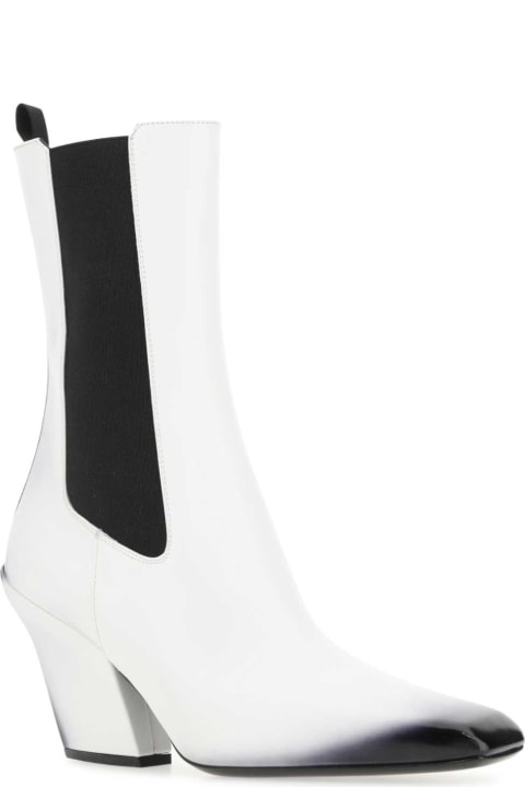 Shoes for Women Prada White Leather Ankle Boots