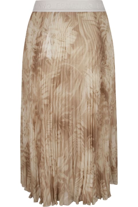 Ermanno Firenze Skirts for Women Ermanno Firenze Logo Waist Palm Print Pleated Skirt