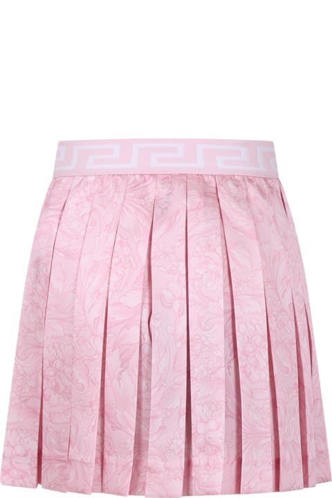 Bottoms for Girls Versace Pink Skirt For Girl With Baroque Print