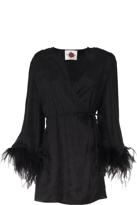Fashion for Women Art Dealer Silk Dress With Feathers
