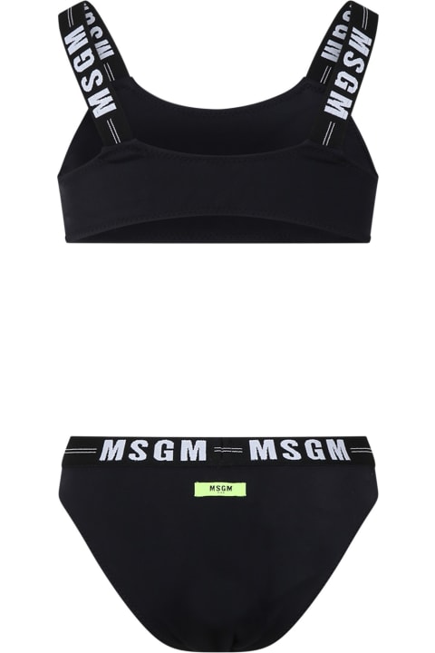 Swimwear for Girls MSGM Black Bikini For Girl With Logo