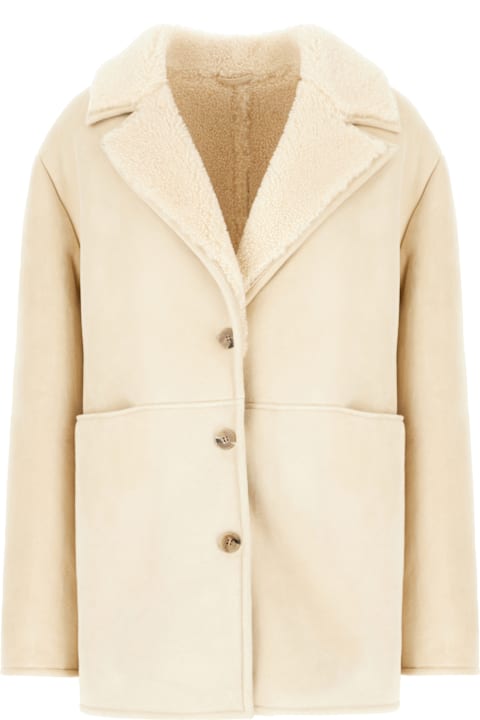 Loulou Studio Coats & Jackets for Women Loulou Studio Ivory Shearling Jacket