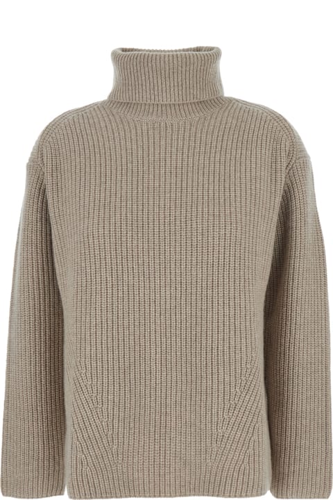 Parosh for Women Parosh Beige Turtleneck Sweater With Dropped Shoulders In Wool And Cashmere Blend Woman