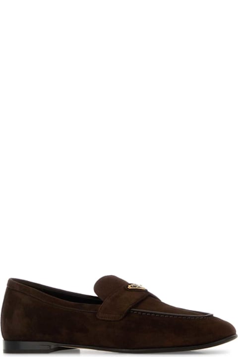 Prada Dark Brown Suede Loafers
