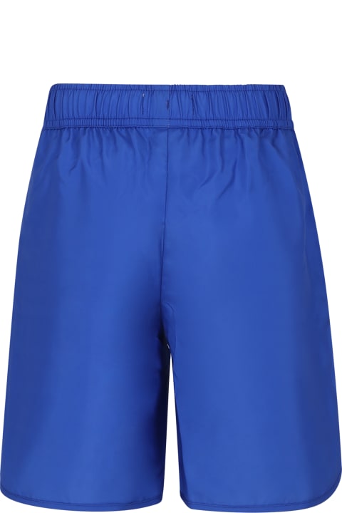 Fashion for Kids Moschino Blue Swim Shorts For Boy With Teddy Bear And Logo