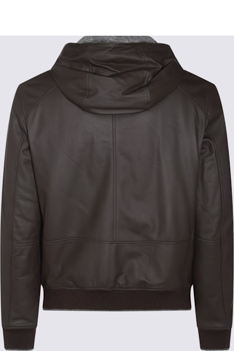 Canali لـ Men Canali Black Leather Jacket