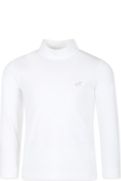 Monnalisa T-Shirts & Polo Shirts for Girls Monnalisa White Turtleneck For Girl With Logo