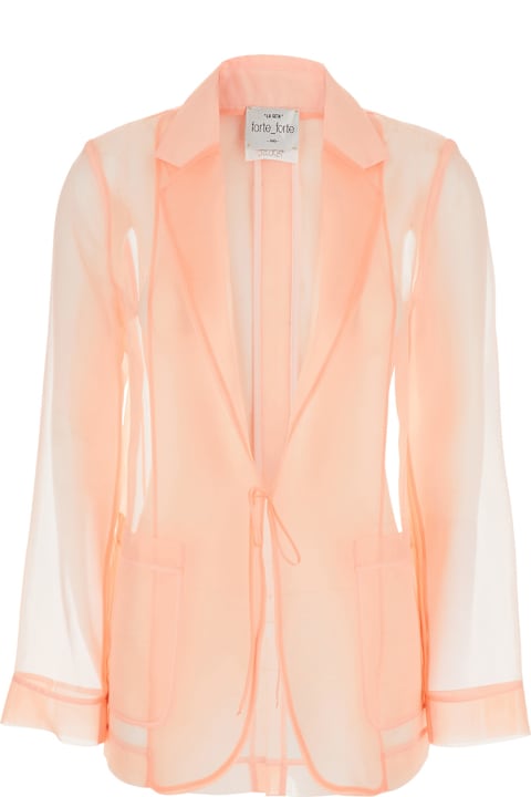 Forte_Forte for Women Forte_Forte Pink Jacket With Classic Lapels And Patch Pockets On The Front In Semi-transparent Silk Woman