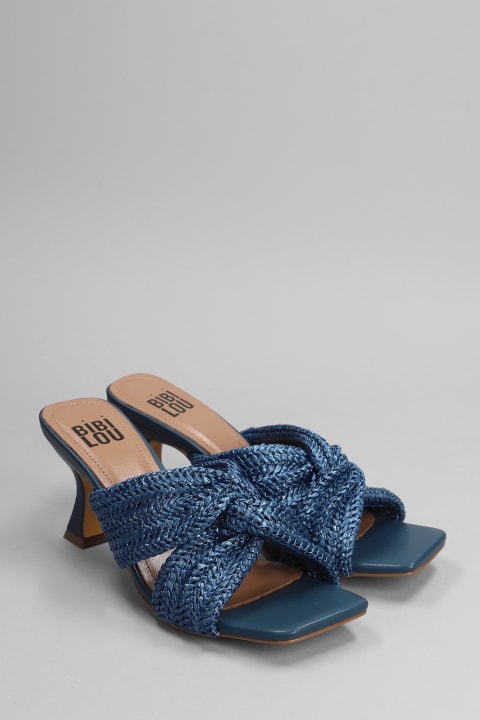 Sandals In Blue Synthetic Fibers